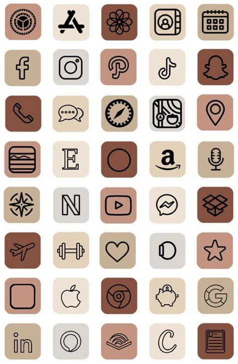 Aesthetic Brown App Icons Aesthetic Social Media Icons For Ios 14 On Iphone - RedFly Icons