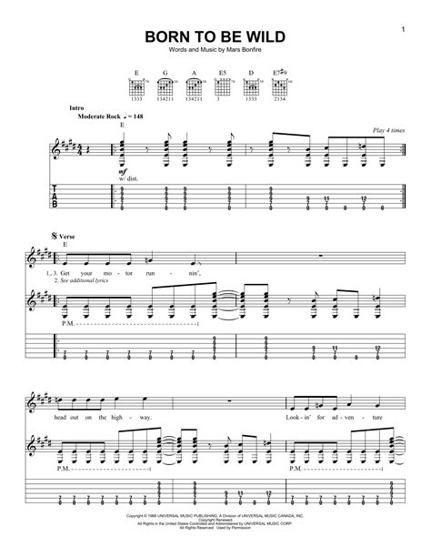 Born To Be Wild by Steppenwolf - Easy Guitar Tab - Guitar Instructor