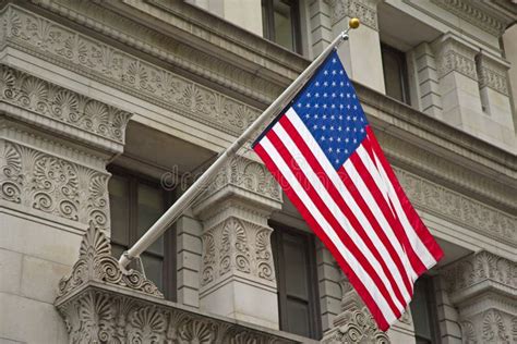 American Flag Hanging On The Historic Building. Stock Photo - Image of pride, pattern: 30262880