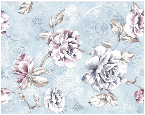 Premium Vector | A blue and white floral background with a floral pattern.