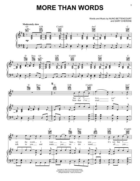 Extreme "More Than Words" Sheet Music Notes | Download Printable PDF Score 181080