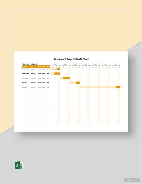 Restaurant Project Gantt Chart Template in Excel - Download | Template.net