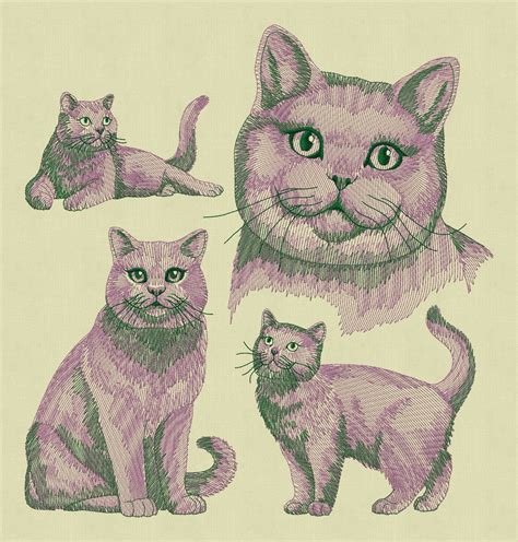 British Blue Cats - Magical Embroidery