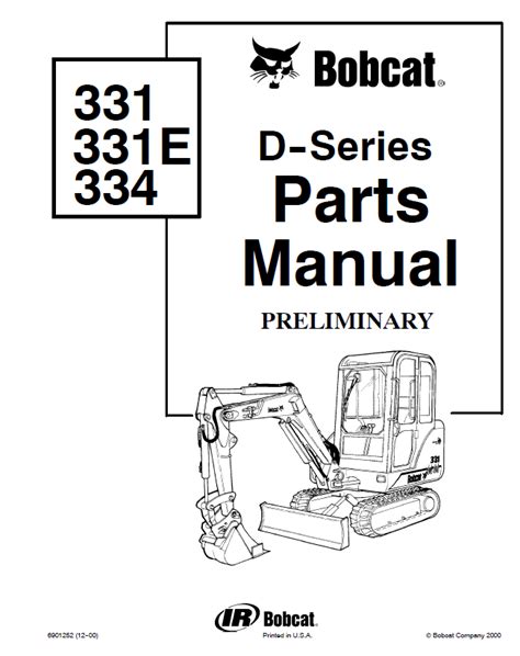 Bobcat 331, 331E, 334 D-Series Excavator Parts Manual PDF