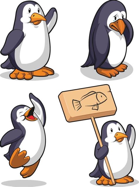 Happy Jumping Penguin Cartoon Mascot Sad Animal Vector Drawing set 2276293 Vector Art at Vecteezy