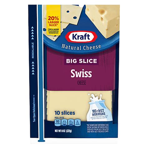 Kraft Big Slice Swiss Cheese Slices, 10 ct Pack | Swiss | Fishers Foods