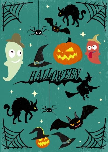 Halloween design elements scary icons isolation Vectors graphic art designs in editable .ai .eps ...