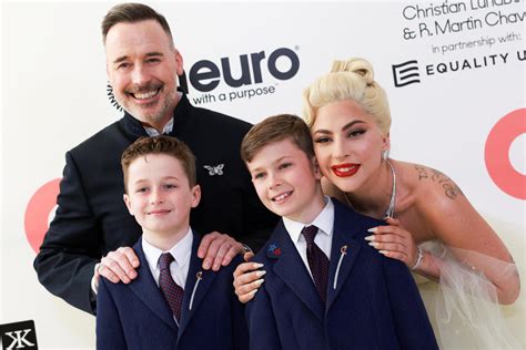 Elton John’s sons pose with godmother Lady Gaga at Oscars party