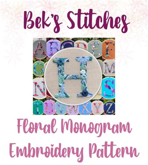 PDF Pattern Letter H Floral Monogram, Embroidery Pattern, Alphabet, Needlepoint, Beginners ...