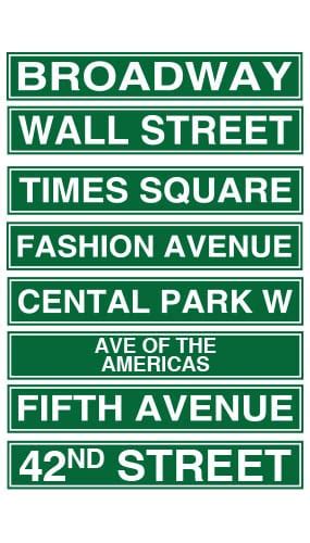 New York City Street Sign Decorations 61cm - Pack of 8 | Partyrama