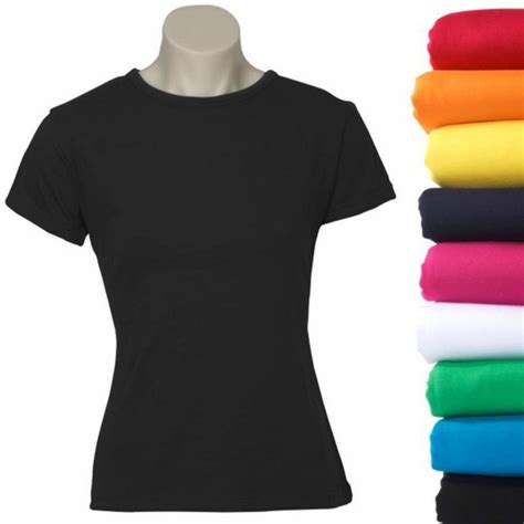 Women's Plain Ladies T SHIRT 100% COTTON Basic Tee Casual Top Size 6-24 BULK New