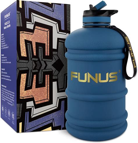 FUNUS Big Water Bottle BPA Free Half Gallon Water Bottle Jug with Straw for Men Women Fitness ...