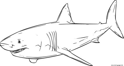 Swimming Great White Shark Coloring page Printable