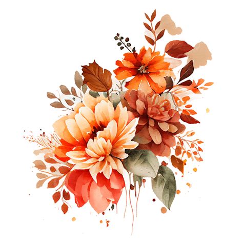 Watercolor Autumn Flowers, Autumn, Flowers, Watercolor PNG Transparent Clipart Image and PSD ...