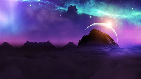 Planet Rising Over Galaxy Wallpaper, HD Fantasy 4K Wallpapers, Images and Background ...