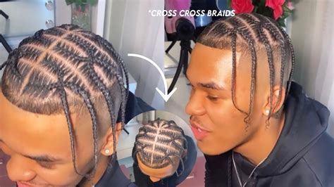 DOING CRISS CROSS BRAIDS ON MY BROTHERS HIGH TOP FADE | BRAID STYLES FOR MEN - YouTube