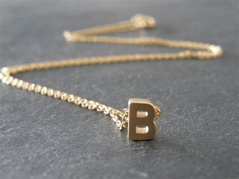 Initial Letter B Necklace, Gold Initial, Personalized Necklace, Initial Jewelry, Simple ...