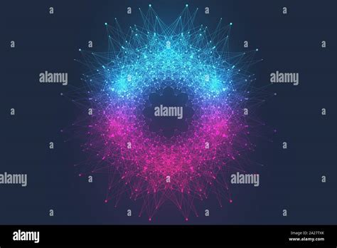 Quantum computer technology concept. Sphere explosion background. Deep learning artificial ...