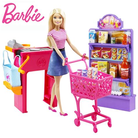 Aliexpress.com : Buy Barbie Doll Supermarket Shopper FDY23 Gift Set With More Barbie Accessories ...