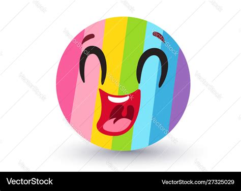 Funny rainbow emoji in kawaii style Royalty Free Vector