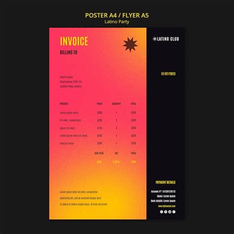 Premium PSD | Invoice template for latino party