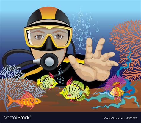 Scuba Diver Cartoon Royalty Free Vector Image - VectorStock