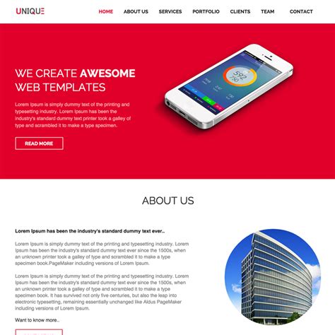 Unique Free Responsive Website Template