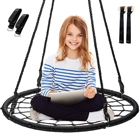 Display4top Spider Web Tree Swing, 40" Round Net Swing Set for Kids Teens with 71" Adjustable ...