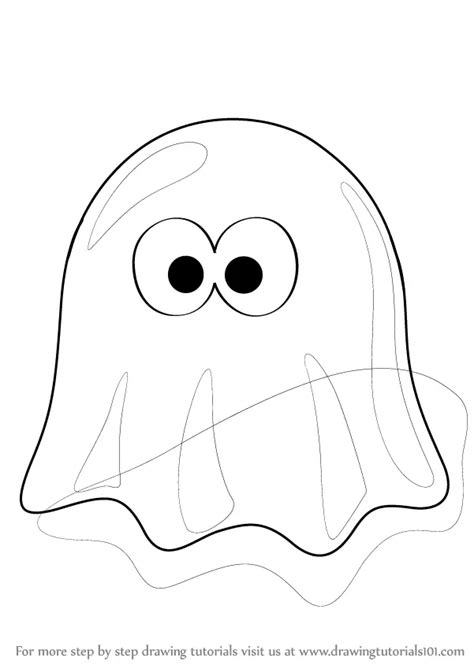 Learn How to Draw a Ghost Cartoon (Halloween) Step by Step : Drawing Tutorials