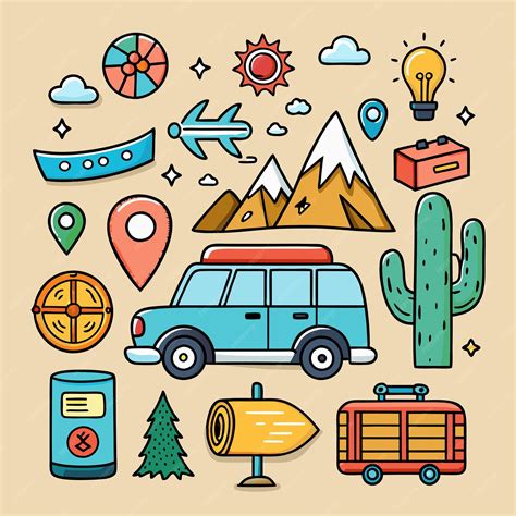 Road Trip Vector Icons Minimalist Style | Premium AI-generated vector