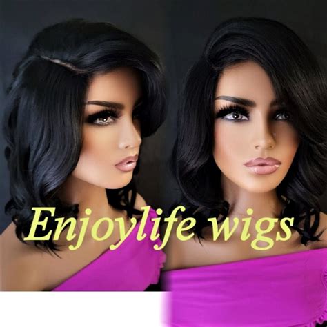 Natural Look Wavy Side Part Black Bob Wig - Etsy