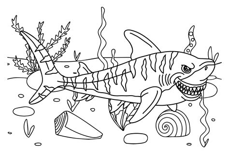 Tiger Shark Ferocious Coloring Page - Free Printable Coloring Pages