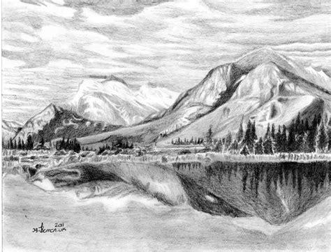 Pencil Drawing Mountains - bestpencildrawing