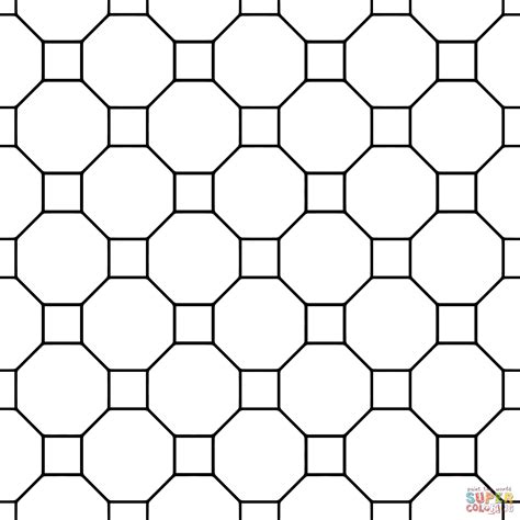 Tessellation with Octagon and Square coloring page | Free Printable Coloring Pages