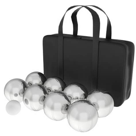 Trademark Games Petanque Boules Set For Bocce Ball 8 Steel Tossing Balls In Case Backyard Gam, 1 ...