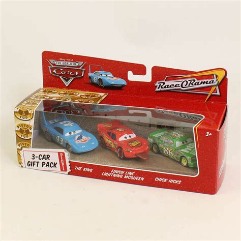 DISNEY PIXAR CARS FINISH LINE LIGHTNING MCQUEEN KING CHICK HICKS ROR PACK SAVE | canoeracing.org.uk