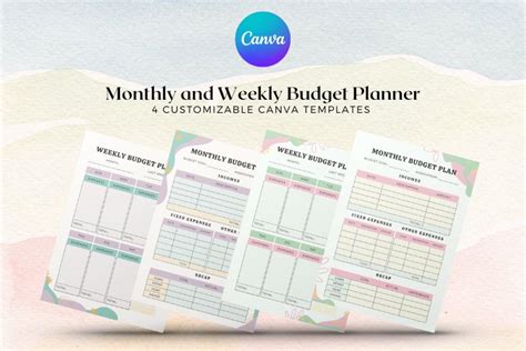 Monthly and Weekly Budget Planner Canva Template