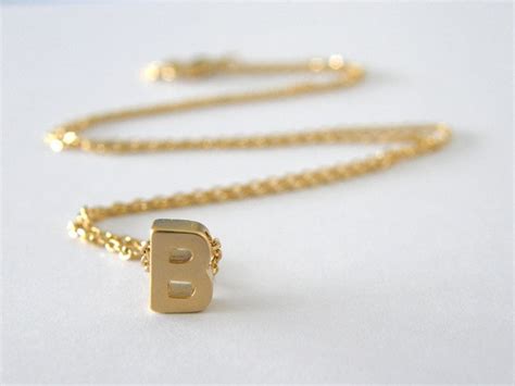 Initial Letter B Necklace, Gold Initial, Personalized Necklace, Initial Jewelry, Simple ...