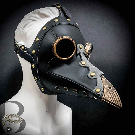 Gold genuine leather plague doctor mask bird - campestre.al.gov.br