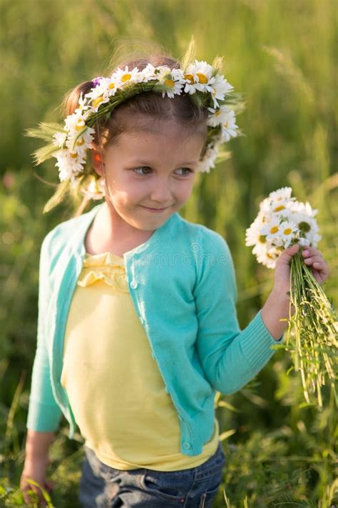 Girl of Five Years on a Meadow Stock Photo - Image of child, pretty: 150307760