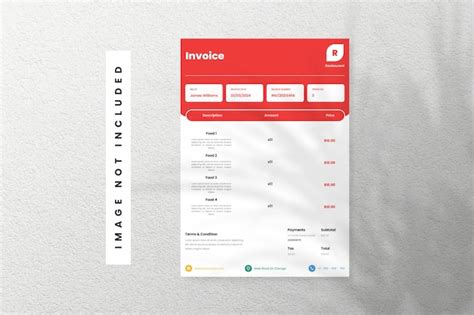 Premium Vector | Restaurant Invoice Template Design