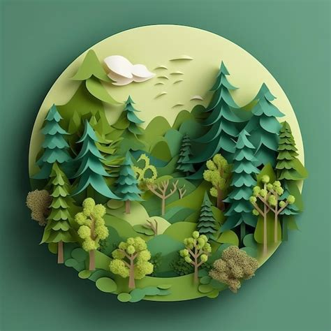 Premium AI Image | forest paper style Generative AI