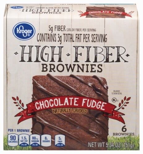 Kroger® High Fiber Chocolate Fudge Brownies, 6 ct / 0.89 oz - Kroger