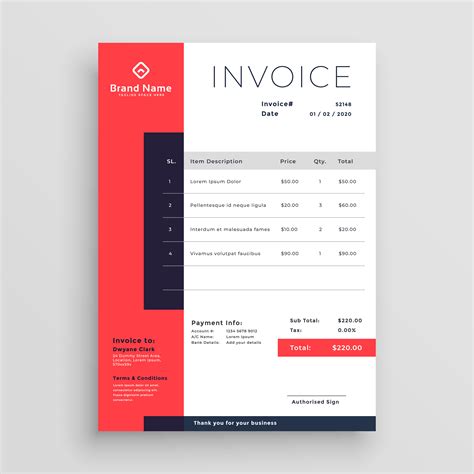 red business invoice template design - Download Free Vector Art, Stock Graphics & Images