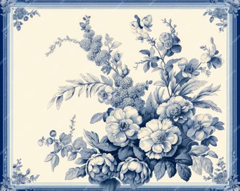 Premium Photo | A blue and white floral design on a white background