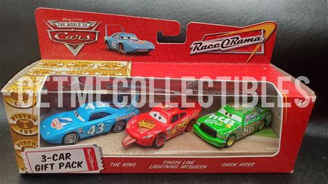 DISNEY PIXAR CARS FINISH LINE LIGHTNING MCQUEEN KING CHICK HICKS ROR PACK SAVE | canoeracing.org.uk