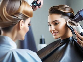 A woman getting her hair done by a hair stylist Image & Design ID 0000108901 - SmileTemplates.com