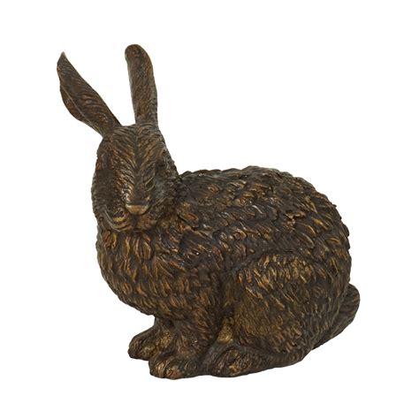 Bronze Sitting Rabbit Statue - IronGate Garden Elements