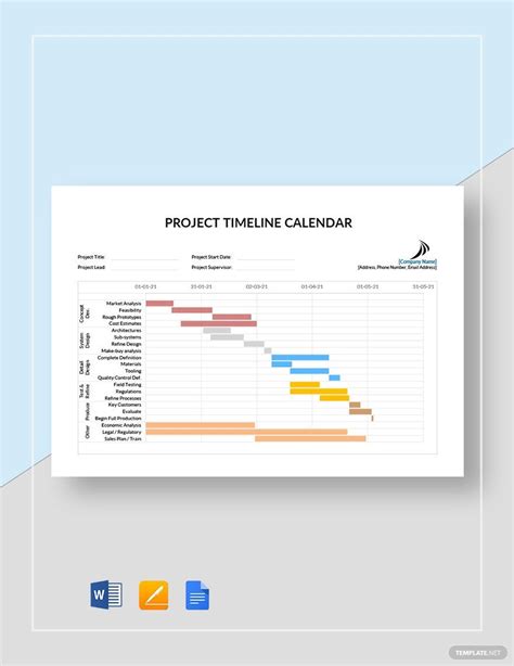 Project Timeline Calendar Template - Google Docs, Word, Apple Pages | Template.net