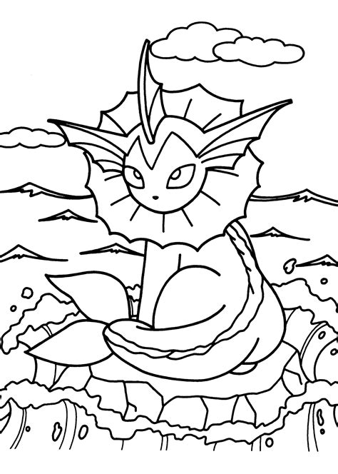 Pokemon Vaporeon Coloring Pages - Coloring Home